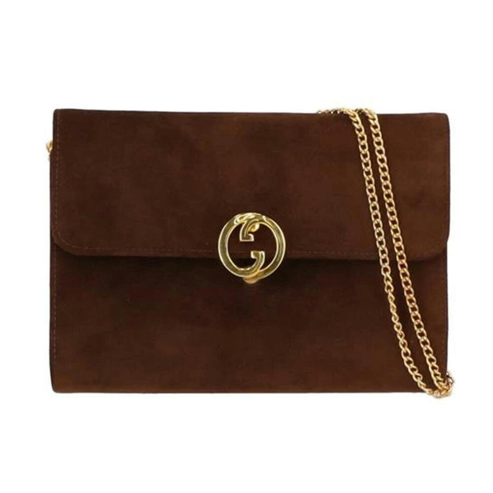 Gucci GG ring shoulder bag brown suede